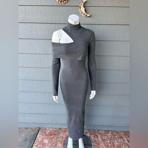 Hera Collection One-Shoulder Cutout Bodycon Dress - Gray